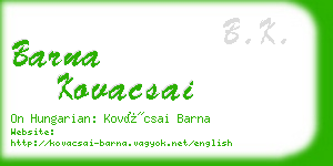 barna kovacsai business card